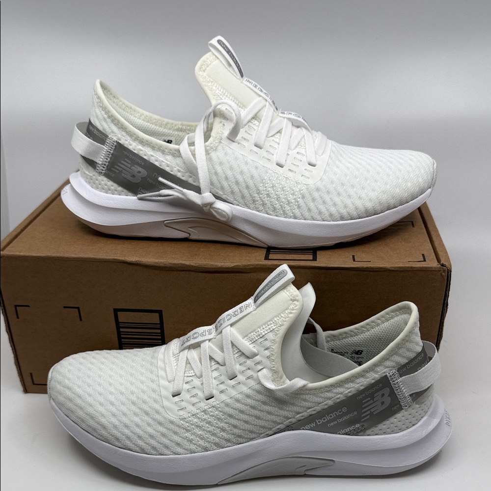 New Balance Ivory and Silver Athletic Shoes